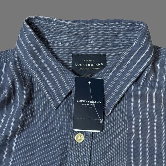 Lucky Brand Men's Blue Striped Long Sleeve Button Up Shirt Size L NWT - Picture 3 of 7